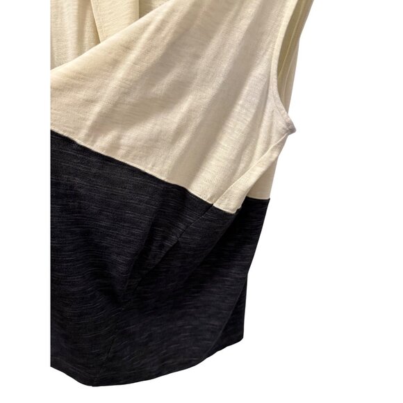 T By Talbots Womens Sleeveless Open Front Color Block Vest 2X Black & Cream - Picture 5 of 11